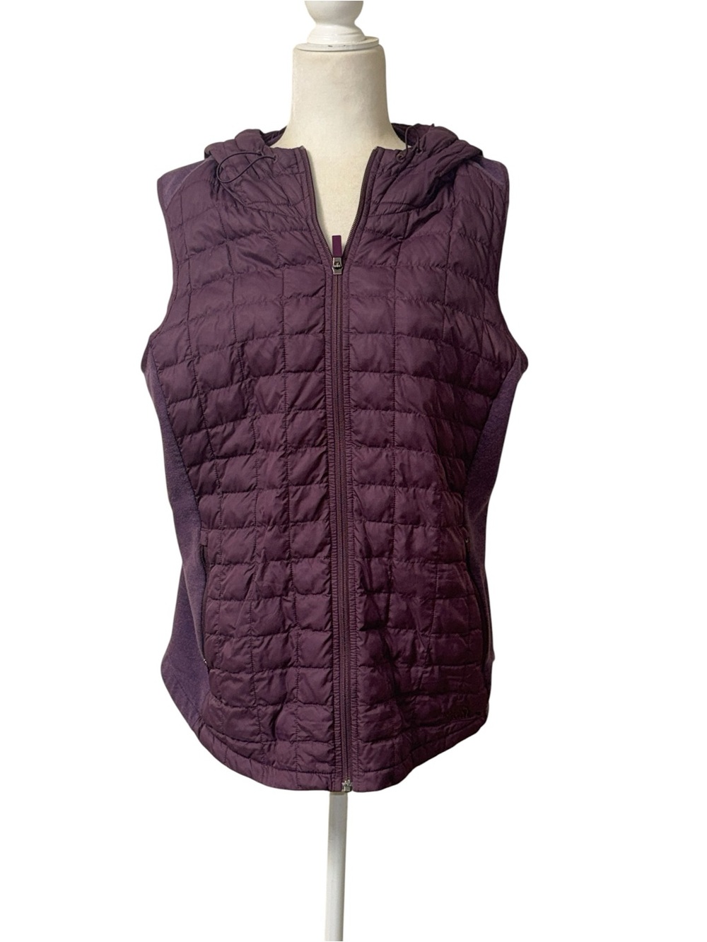 The North Face  Womens Hooded Thermoball Vest Knit Quilted  Puffer Purple XL